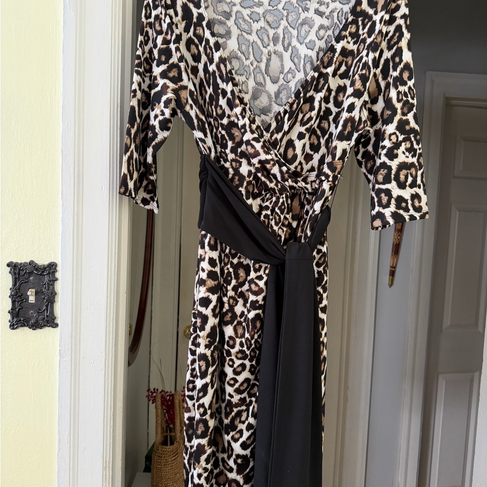 Kiyonna Animal Print Robe with Black Sash